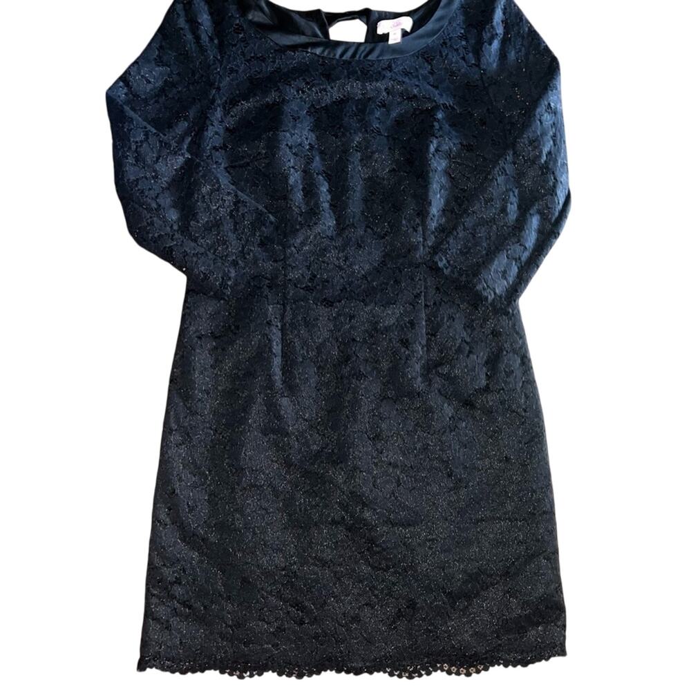 UEC LILLY PULITZER BLACK LACE SCALLOPED HEM DRESS SZ 10 - Picture 2 of 10